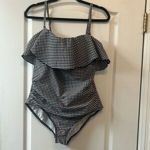 Black and White Gingham Women Swim One Piece